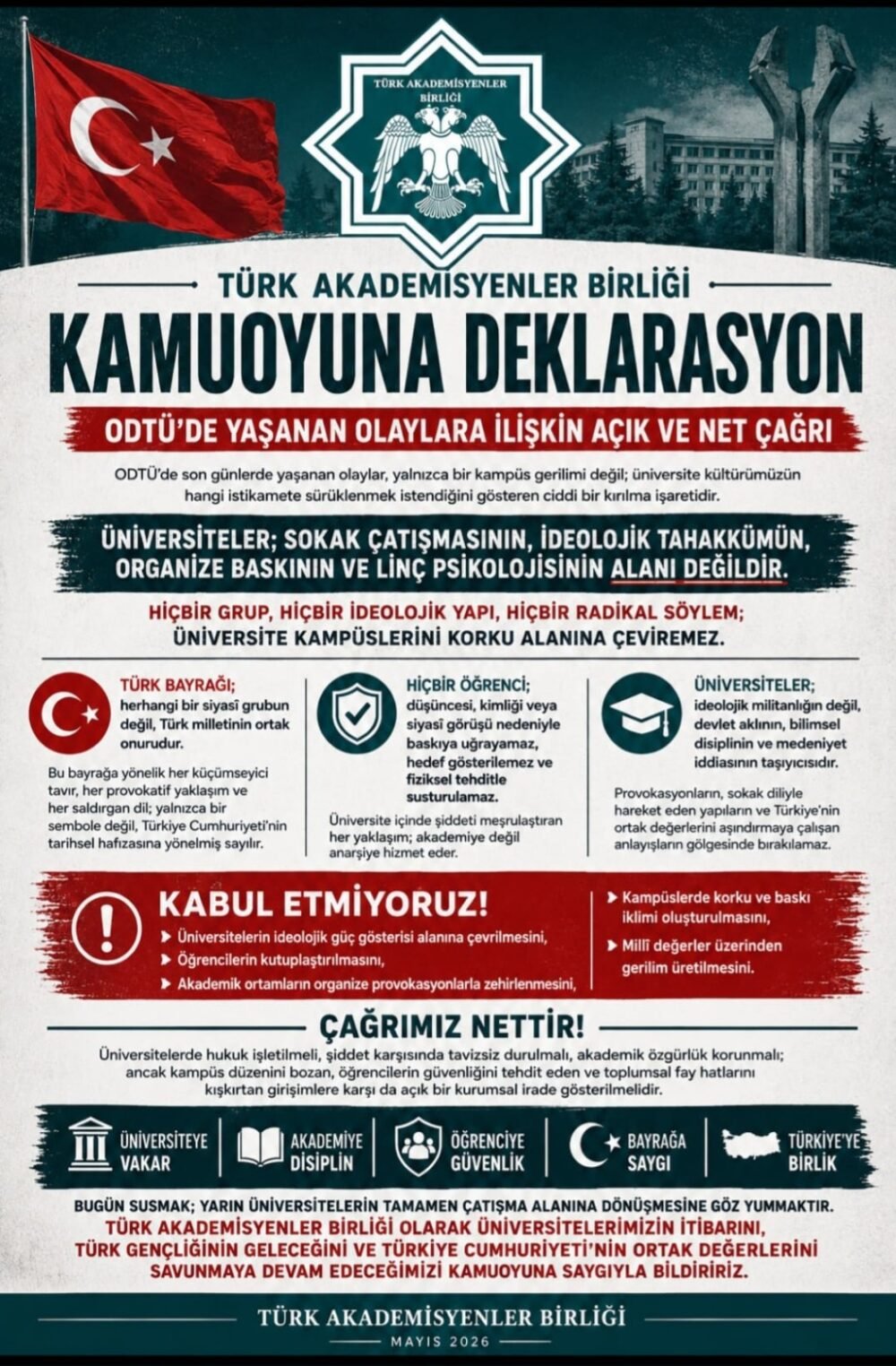 Türk Akademisyenler Birliği’nden ODTÜ’deki olaylara ilişkin deklarasyon